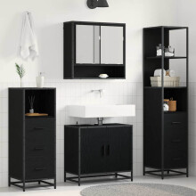 Berkfield Bathroom Furniture Set 4 pcs Black Oak Engineered Wood