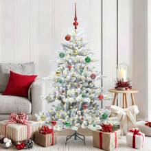 Berkfield Artificial Hinged Christmas Tree White 150 cm PVC and Steel