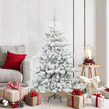 Berkfield Artificial Hinged Christmas Tree White 150 cm PVC and Steel