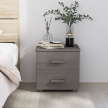 Berkfield Bedside Cabinet HAMAR Light Grey 40x35x44.5 cm Solid Pinewood