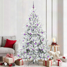 Berkfield Artificial Hinged Christmas Tree White 210 cm PVC and Steel