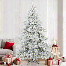 Berkfield Artificial Hinged Christmas Tree White 210 cm PVC and Steel