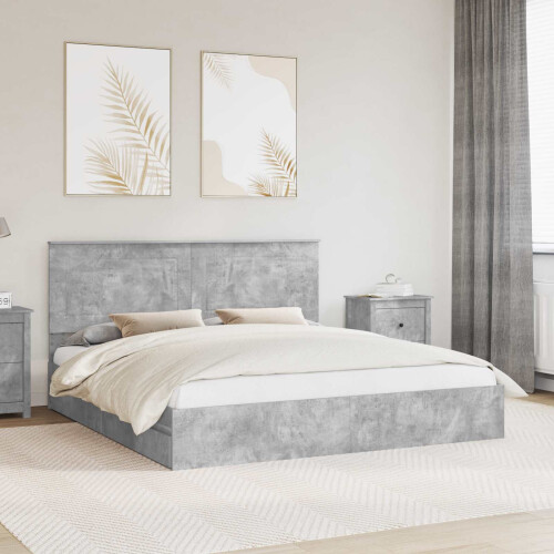 Berkfield Storage Bed Concrete Grey 200 x 200 cm Engineered Wood