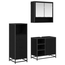 Berkfield Bathroom Furniture Set 3 pcs Black Oak Engineered Wood