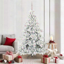 Berkfield Artificial Hinged Christmas Tree White 180 cm PVC and Steel