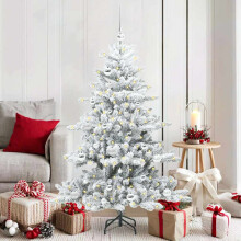 Berkfield Artificial Hinged Christmas Tree White 150 cm PVC and Steel