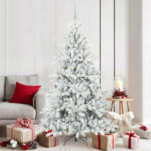 Berkfield Artificial Hinged Christmas Tree White 180 cm PVC and Steel
