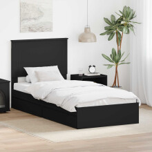 vidaXL Storage Bed with Headboard Black 75 x 190 cm Engineered Wood