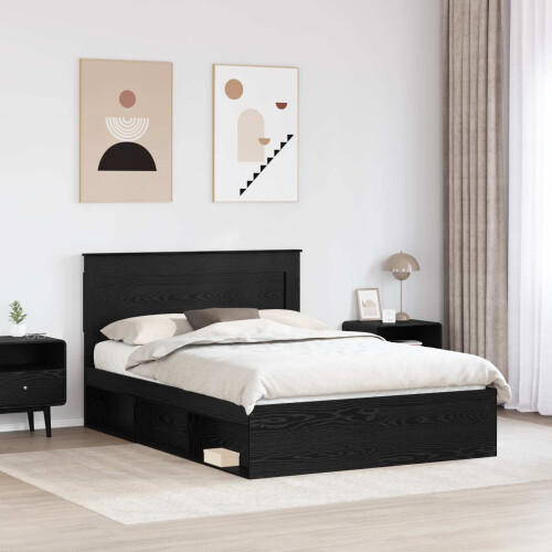 Berkfield Bed Frame with Headboard Black 140 x 190 cm Solid Pine Wood