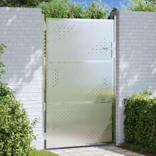 Berkfield Garden Gate with Lock Silver 85 x 144 cm Stainless Steel