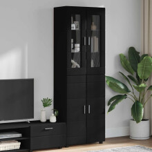 Berkfield Highboard FLORIN Black 60 x 35 x 182 cm Engineered Wood