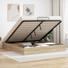 Berkfield Ottoman Bed Frame Sonoma Oak 203 x 180 x 25 cm Engineered Wood