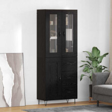 Berkfield Highboard Black Oak 69.5 x 34 x 90 cm Engineered Wood
