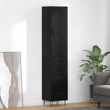 Berkfield Highboard Black Oak 34.5 x 34 x 90 cm Engineered Wood