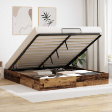 Berkfield Ottoman Bed Frame Old Wood 160 x 200 cm Engineered Wood