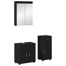 Berkfield Bathroom Furniture Set TULUM 3 pcs Black 60 x 34 x 63 cm