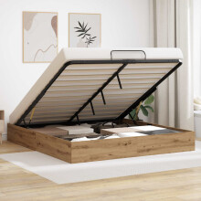 Berkfield Ottoman Bed Frame with Storage Artisian Oak 203 x 160 x 25 cm
