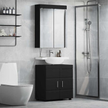 Berkfield Bathroom Furniture Set TULUM 2 pcs Black 60 x 34 x 63 cm