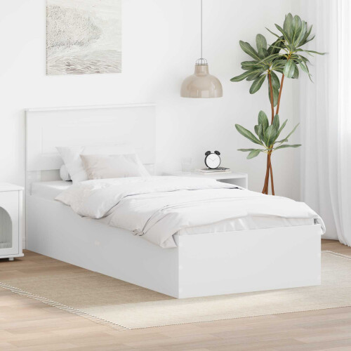 Berkfield Bed Frame with Headboard White 75 x 190 cm Engineered Wood