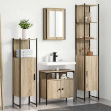 Berkfield Bathroom Furniture Set 4 pcs Sonoma Oak Engineered Wood