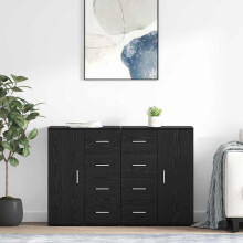 Berkfield Sideboards with Drawer Corona 2 pcs Black Oak 59 x 39 x 80 cm