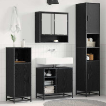 Berkfield Bathroom Furniture Set 3 pcs Black Oak Engineered Wood