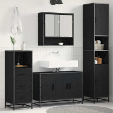 Berkfield Bathroom Furniture Set 3 pcs Black Oak Engineered Wood