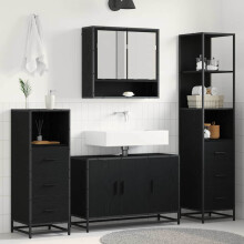 Berkfield Bathroom Furniture Set 3 pcs Black Oak Engineered Wood