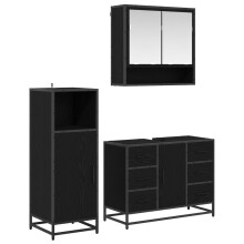 Berkfield Bathroom Furniture Set 3 pcs Black Oak Engineered Wood