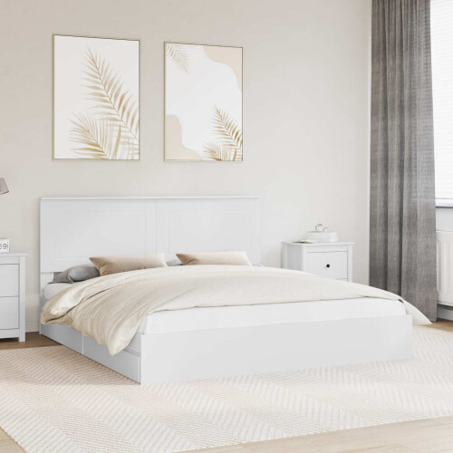 Berkfield Storage Bed with Headboard White 180 x 200 cm Engineered Wood