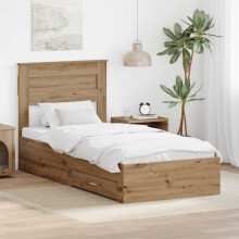 Berkfield Bed Frame with Drawer Artisan Oak 100 x 200 cm Engineered Wood