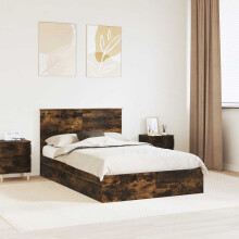 Berkfield Storage Bed with Drawer Smoked Oak 135 x 190 cm Engineered Wood