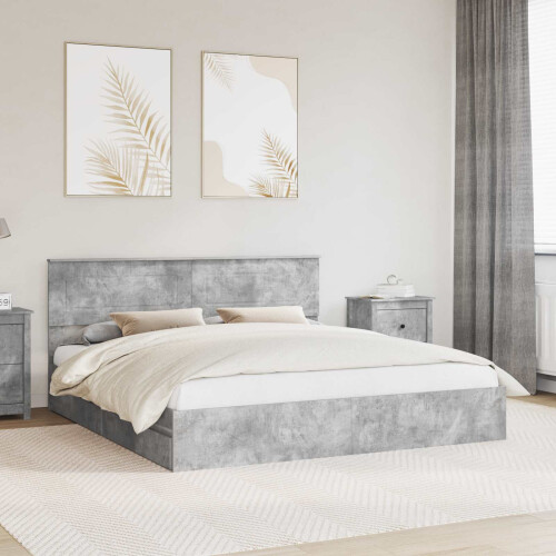 Berkfield Storage Bed Concrete Grey 200 x 200 cm Engineered Wood