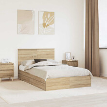Berkfield Storage Bed with Drawer Sonoma Oak 135 x 190 cm Engineered Wood