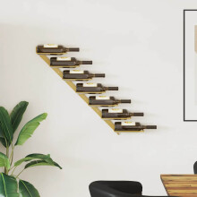 Berkfield Wall-mounted Wine Rack for 7 Bottles Gold Metal