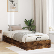 Berkfield Ottoman Bed Frame Smoked Oak 80.5 x 200 cm Engineered Wood
