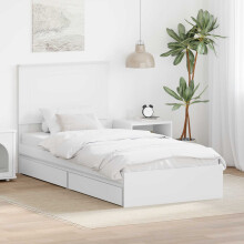 Berkfield Storage Bed with Headboard White 75 x 190 cm Engineered Wood