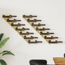 Berkfield Wall-mounted Wine Rack for 7 Bottles 2 pcs Gold Metal