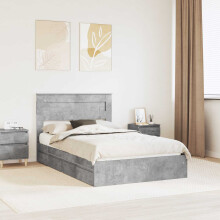 Berkfield Storage Bed Concrete Grey 135 x 190 cm Engineered Wood