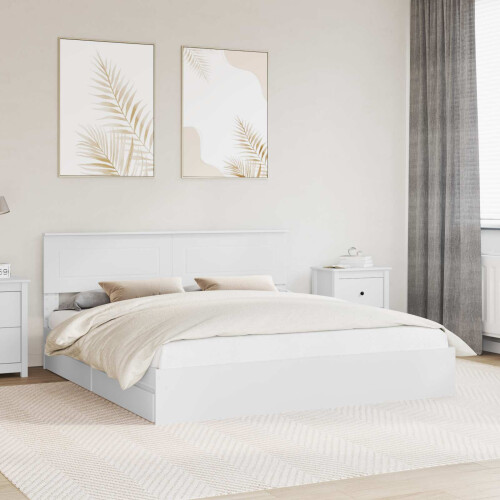 Berkfield Storage Bed with Headboard White 180 x 200 cm Engineered Wood