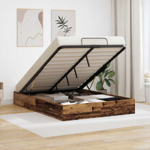 Berkfield Ottoman Bed Frame Old Wood 203 x 120 x 25 cm Engineered Wood