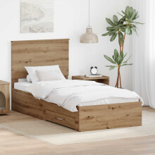 Berkfield Bed Frame with Drawer Artisan Oak 90 x 200 cm Engineered Wood