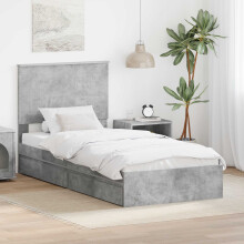 Berkfield Storage Bed Concrete Grey 90 x 190 cm Engineered Wood