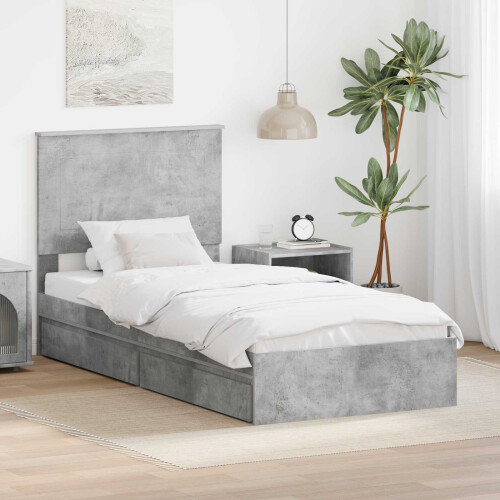 Berkfield Storage Bed Concrete Grey 90 x 190 cm Engineered Wood