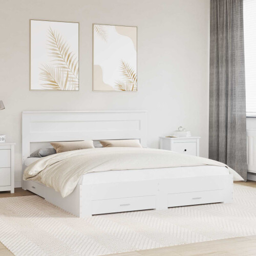 Berkfield Bed Frame with Headboard White 180 x 200 cm Engineered Wood