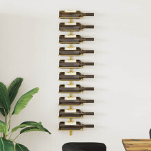 Berkfield Wall-mounted Wine Rack for 10 Bottles Gold Metal