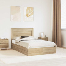 Berkfield Storage Bed with Drawer Sonoma Oak 120 x 200 cm Engineered Wood