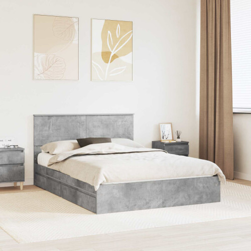 Berkfield Storage Bed Concrete Grey 150 x 200 cm Engineered Wood