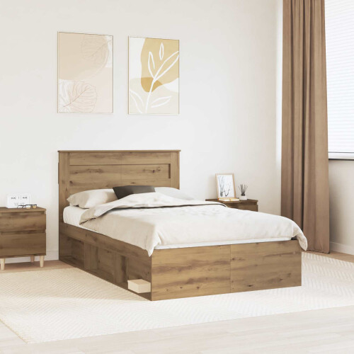 Berkfield Bed Frame Artisian Oak 120 x 200 cm Solid Pine Wood