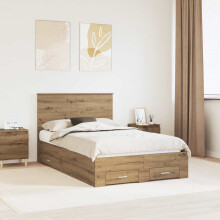 Berkfield Bed Frame with Drawer Artisan Oak 120 x 190 cm Engineered Wood